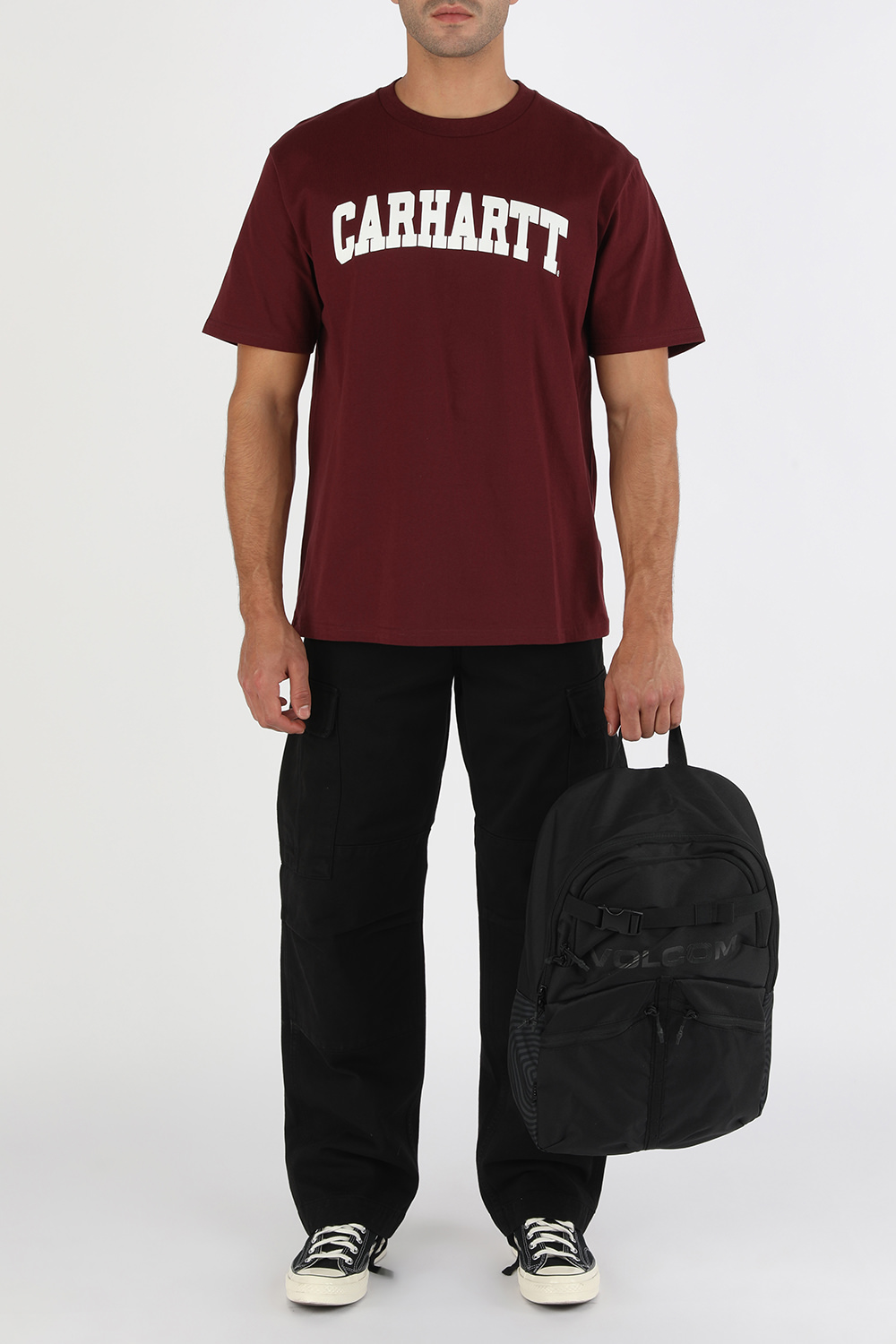 חולצת טי עם לוגו בצבע בורדו